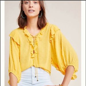 anthro yellow flawy blouse   M